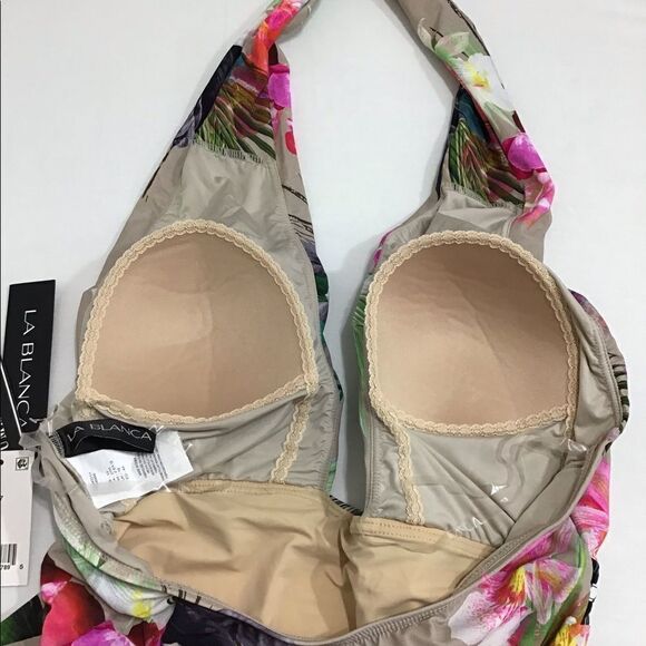 La Blanca Flora Beyond The Jungle Wrap Front Plunge Swimsuit NWT Size 12 - Picture 7 of 12